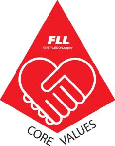 FLL Red Core Values triangle piece logo